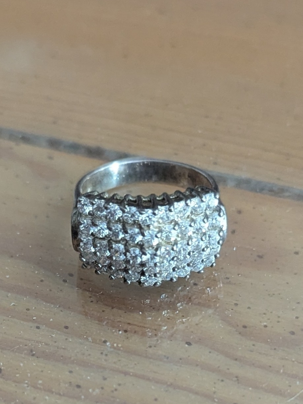 Pavรฉ Dome Ring with White Crystals - Silver Tone